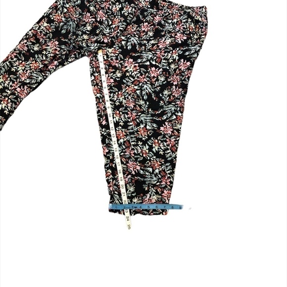 JESSICA SIMPSON Pants Women's Size XXL Black Pink Ankle Length Floral - Picture 5 of 13